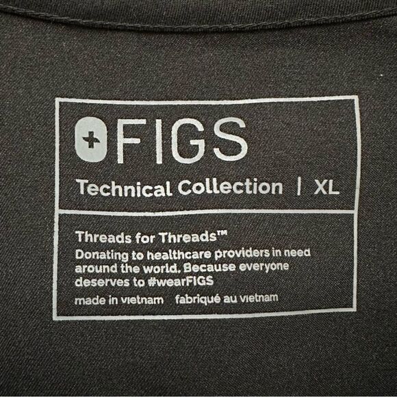 Figs Black Short Sleeves Casma Women's Scrub Top, Size XL - Picture 10 of 13